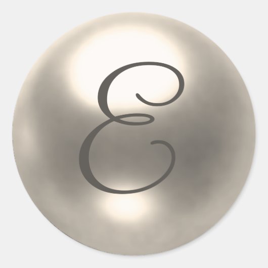 Sticker Rond Phoque mariage Pearl E monogramme (Devant)