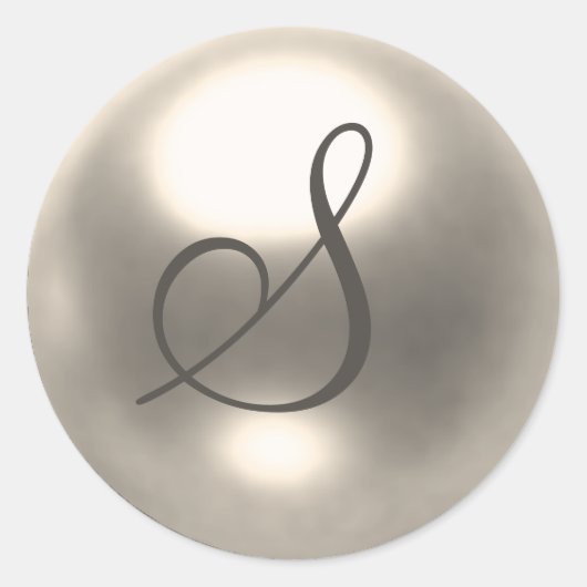 Sticker Rond Phoque mariage Pearl S monogramme (Devant)