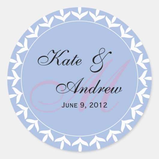 Sticker Rond Phoque mariage violet monogramme (Devant)