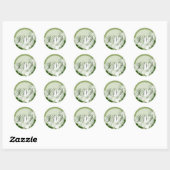 Sticker Rond Phoque RSVP RSVP de mariage floral vert (Feuille)