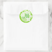 Sticker Rond Phoque vert floral monogramme (Sac)