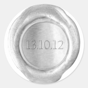 Sticker Rond Phoques à cire Faux - Argent - Personnalisé - Date