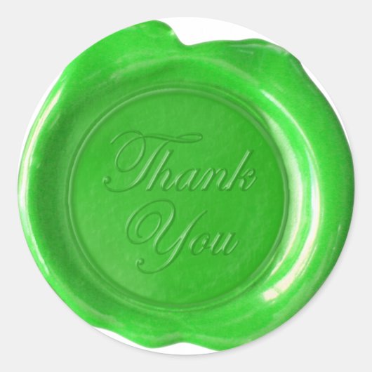 Sticker Rond Phoques à cire Faux - Grass Green Script - Merci (Devant)