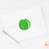 Sticker Rond Phoques à cire Faux - Grass Green Script - Merci (Enveloppe)