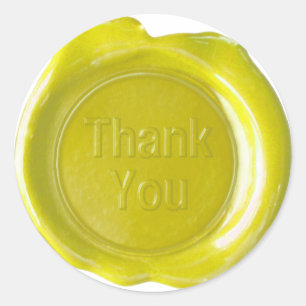 Sticker Rond Phoques à cire Faux - Jaune - Téméraire - Merci