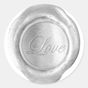 Sticker Rond Phoques à cire Faux - Script Argent - Amour