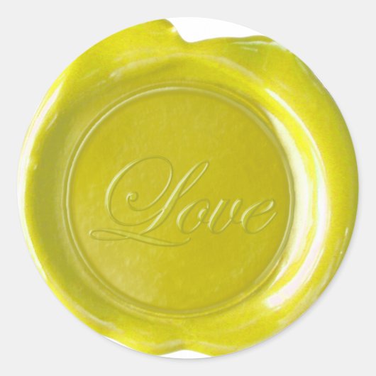 Sticker Rond Phoques à cire Faux - Script Jaune - Amour (Devant)