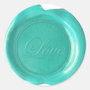 Sticker Rond Phoques à cire Faux - Script Turquoise Bleu - Amou