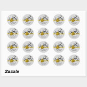 Sticker Rond Phoques à enveloppe jaune rose (Feuille)