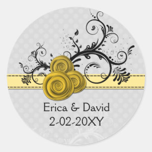 Sticker Rond Phoques à enveloppe jaune rose