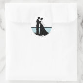 Sticker Rond Phoques Couple Mariage bleu mer (Sac)