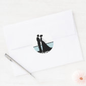 Sticker Rond Phoques Couple Mariage bleu mer (Enveloppe)