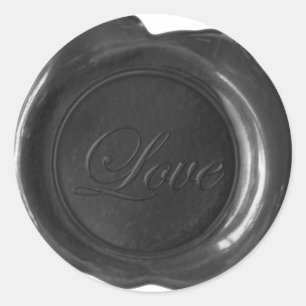 Sticker Rond Phoques de cire Faux - Script noir - Amour