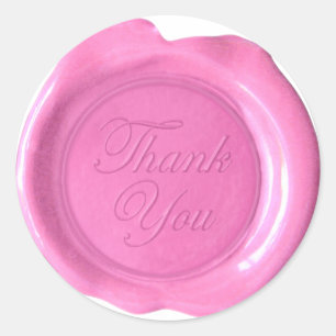 Sticker Rond Phoques de cire Faux - Script rose - Merci