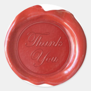 Sticker Rond Phoques de cire Faux - Script rouge - Merci