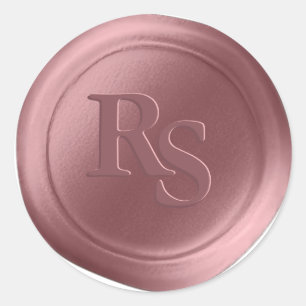 Sticker Rond Phoques de cire Mariage Dusty Rose Double Monogram