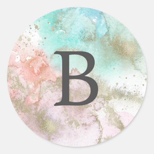 Sticker Rond Phoques de l'enveloppe de Mariage de monogramme d' (Devant)