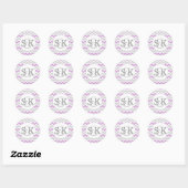 Sticker Rond Phoques de l'enveloppe de Mariage Lavender Monogra (Feuille)