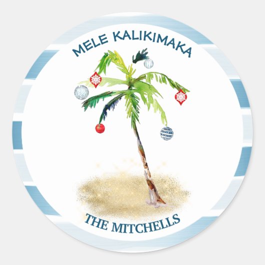 Sticker Rond Phoques de l'enveloppe de vacances Mele Kalikimaka (Devant)
