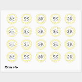 Sticker Rond Phoques de l'enveloppe Mariage Chevron jaune (Feuille)
