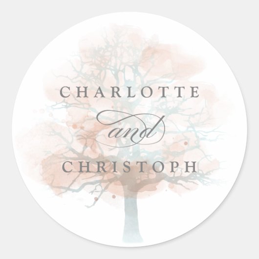 Sticker Rond Phoques de l'enveloppe mariage de l'arbre de brume (Devant)