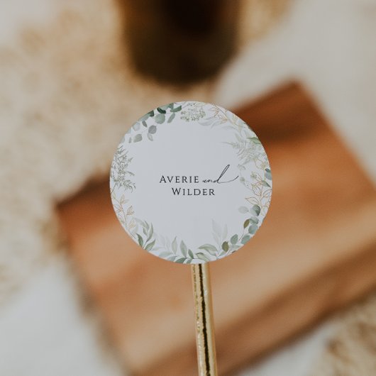 Sticker Rond Phoques de l'enveloppe Mariage de verdure botaniqu