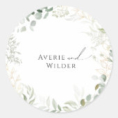 Sticker Rond Phoques de l'enveloppe Mariage de verdure botaniqu (Devant)