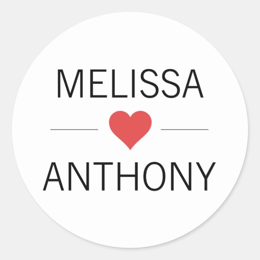 Sticker Rond Phoques de Mariage blanc de coeur rouge moderne (Devant)