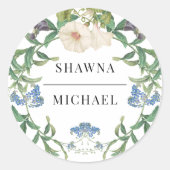 Sticker Rond Phoques de mariage de printemps de la prairie flor (Devant)