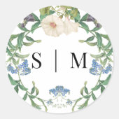 Sticker Rond Phoques de mariage de printemps de la prairie flor (Devant)