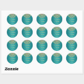 Sticker Rond Phoques de Mariage indien Mandala Flower Turquoise (Feuille)
