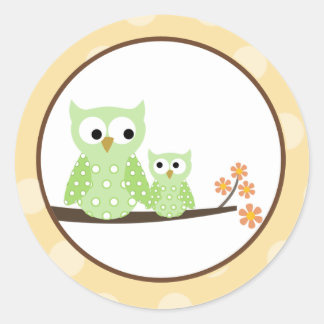 Sticker Rond Phoques d'enveloppe de Chouettes vertes