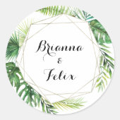 Sticker Rond Phoques d'enveloppe de mariage de destination géom (Devant)