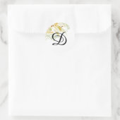 Sticker Rond Phoques d'enveloppe de monogramme floral (Sac)