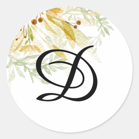 Sticker Rond Phoques d'enveloppe de monogramme floral (Devant)