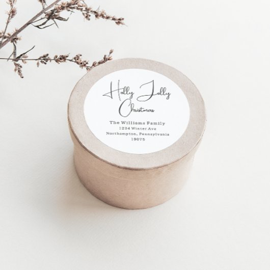 Sticker Rond Phoques d'enveloppe de Noël de Boho Holly Jolly mo