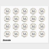 Sticker Rond Phoques d'enveloppe en coton Monogramme Magnolia (Feuille)