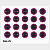 Sticker Rond Phoques d'enveloppe gothique rose et noire (Feuille)