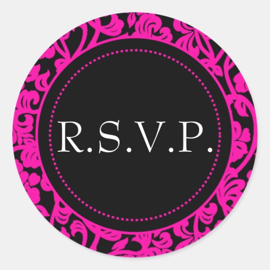 Sticker Rond Phoques d'enveloppe gothique rose et noire (Devant)