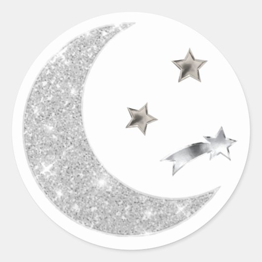 Sticker Rond Phoques d'enveloppe Lune et étoiles (Devant)