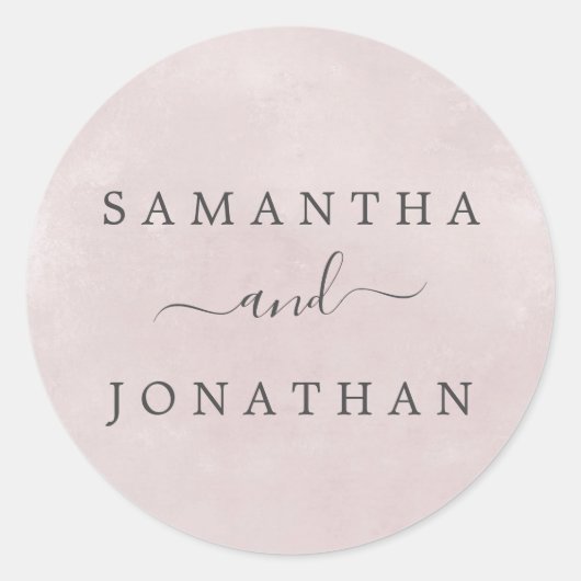 Sticker Rond Phoques d'enveloppe Mariage Blush Romance (Devant)
