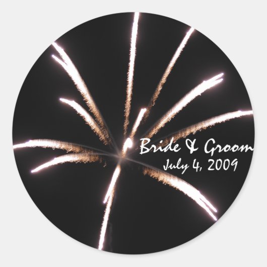 Sticker Rond Phoques d'enveloppe Mariage Fireworks (Devant)