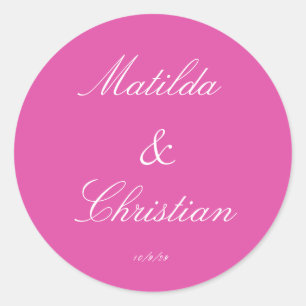 Sticker Rond Phoques d'enveloppe Mariage minimaliste Fuchsia ro