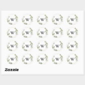 Sticker Rond Phoques d'enveloppe Mariage Monogramme de verdure  (Feuille)