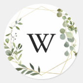 Sticker Rond Phoques d'enveloppe Mariage Monogramme de verdure  (Devant)
