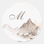 Sticker Rond Phoques d'enveloppe Mariage Monogramme Montagne Ro (Devant)