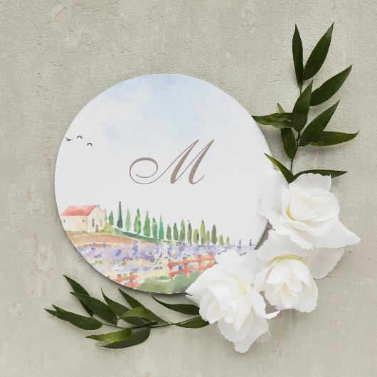 Sticker Rond Phoques d'enveloppe Mariage Monogramme Montagne Ro