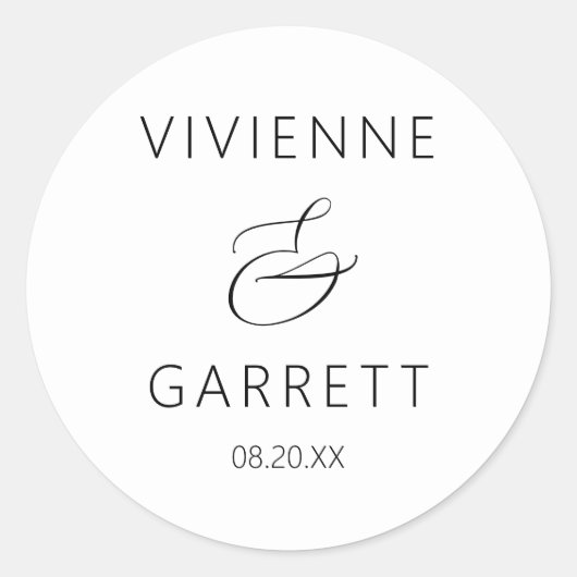 Sticker Rond Phoques d'enveloppe Mariage noir et blanc (Devant)