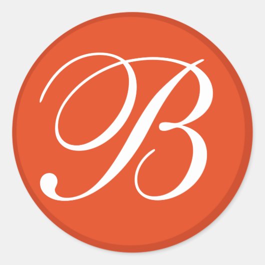 Sticker Rond Phoques d'enveloppe Mariage orange et blanc monogr (Devant)