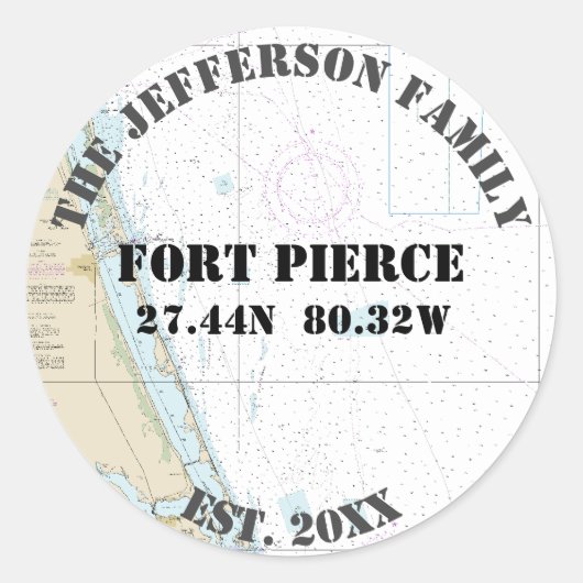 Sticker Rond Phoques d'enveloppe marine de Fort Pierce en Flori (Devant)